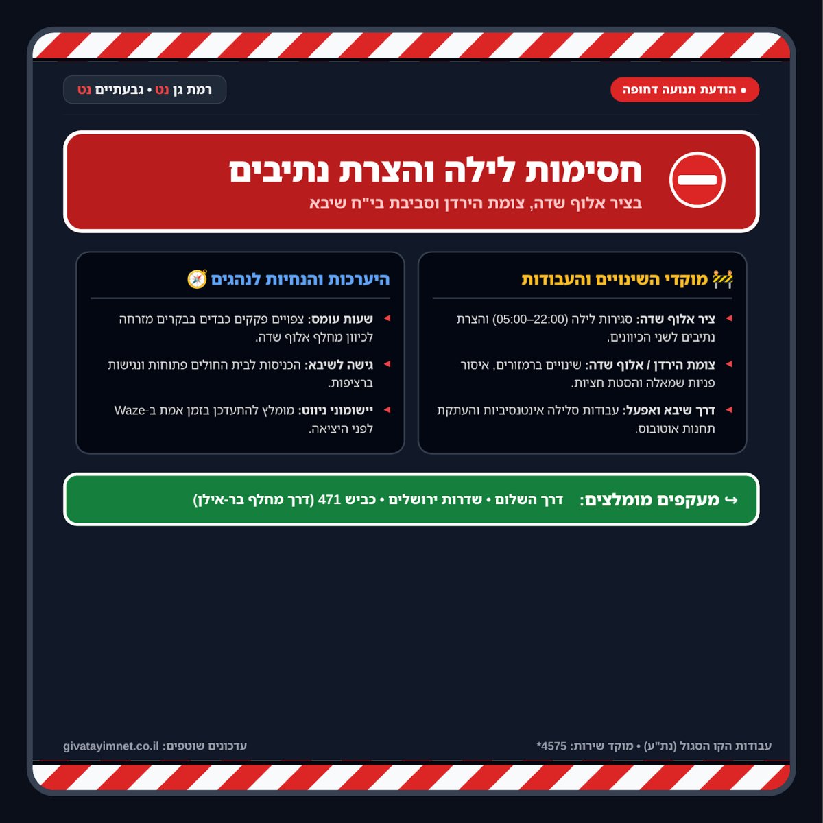 עדכונים מרכזיים